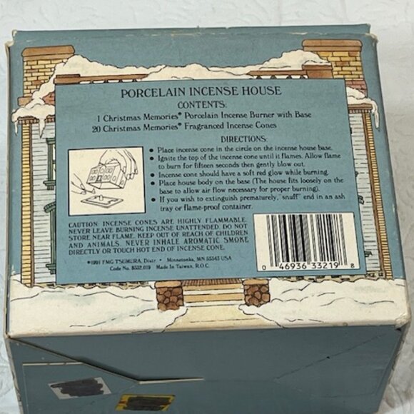 VTG Claire Burke Christmas Memories Porcelain Incense House 1990 Winter Snow - Picture 7 of 16